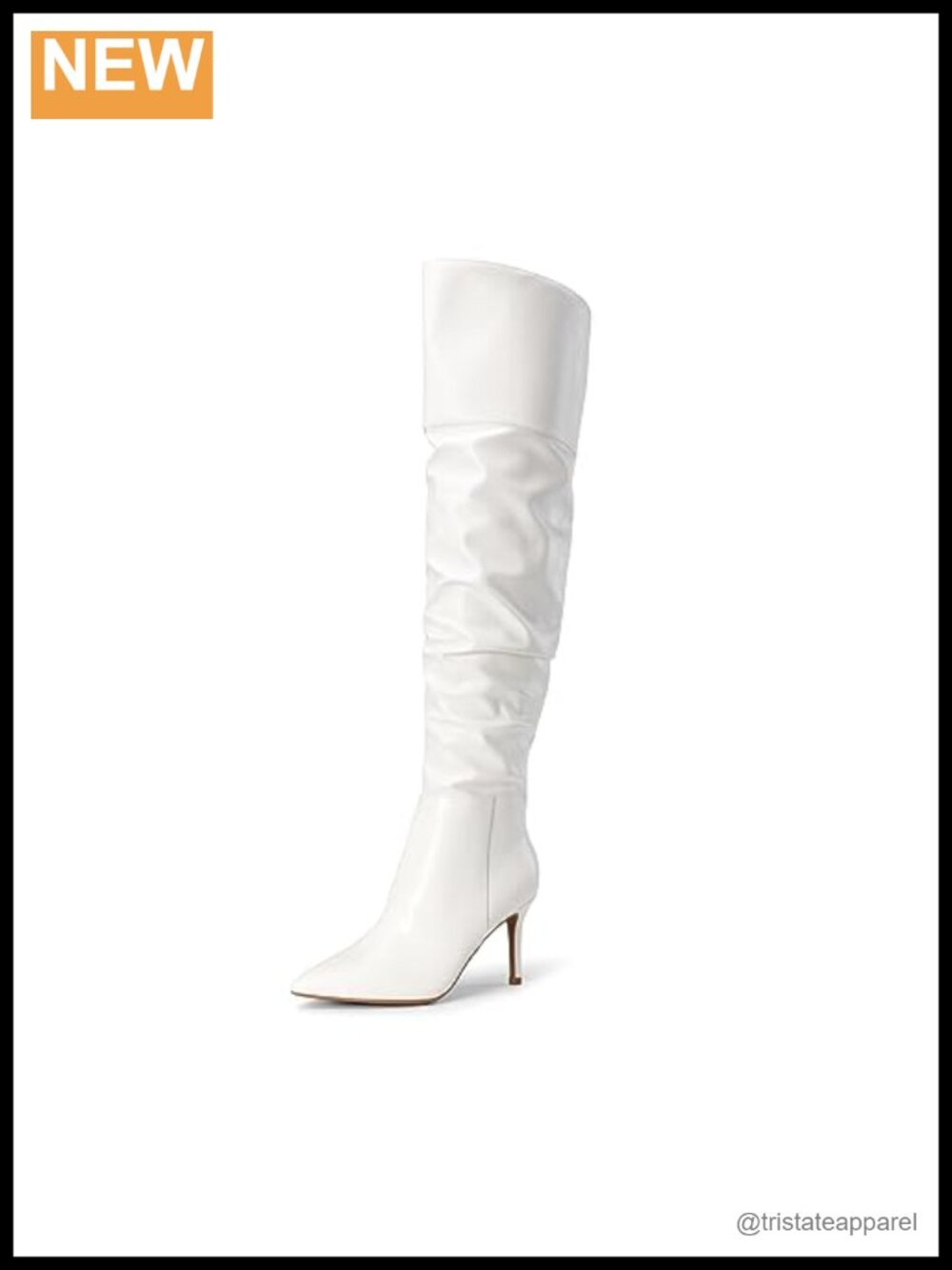 Faux Leather Slouch Over the Knee Boots 3 Inch Heels Zip Closure